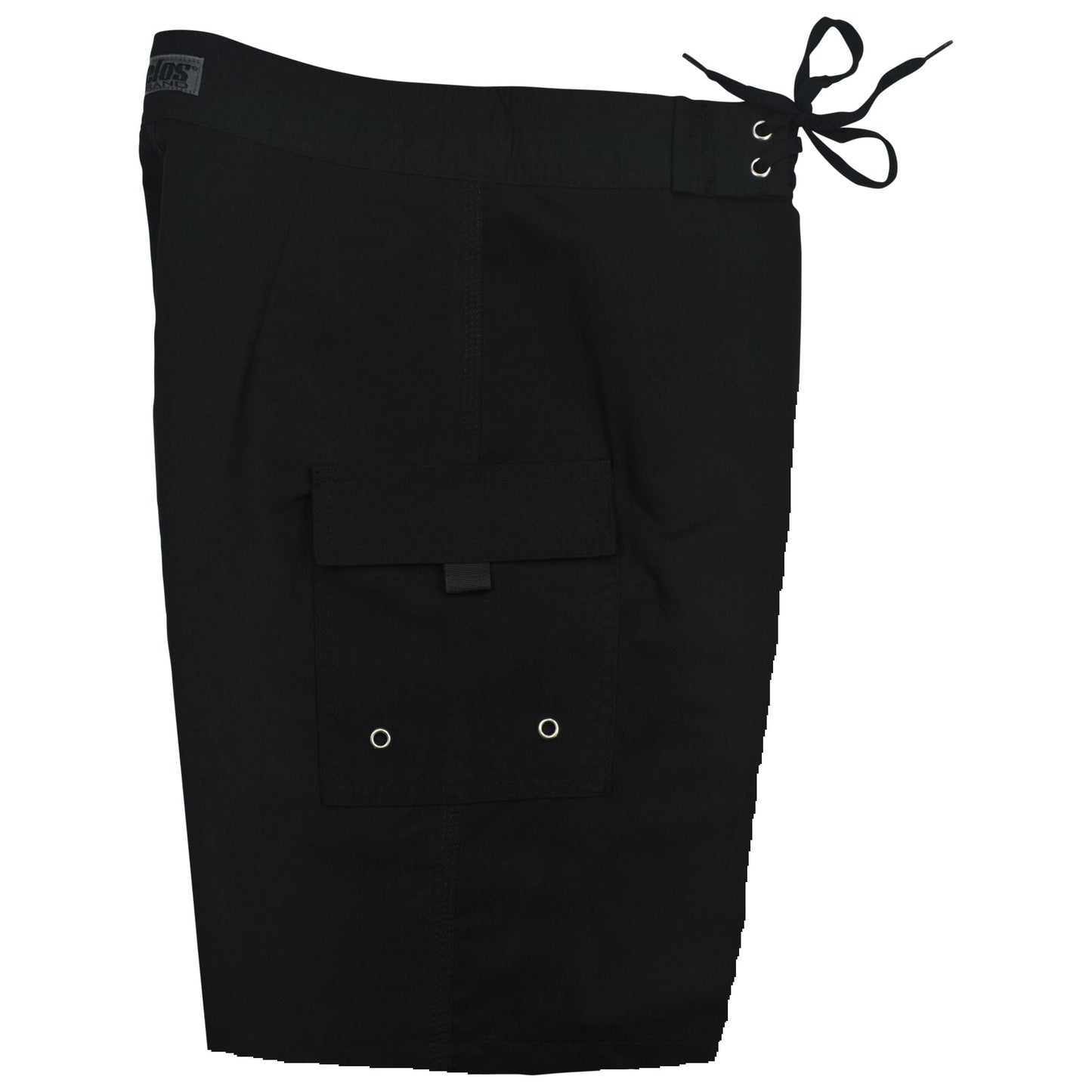 "A Solid Color" Boys + Girls Board Shorts. 8" Inseam / 18.5" Outseam (Black) - Board Shorts World