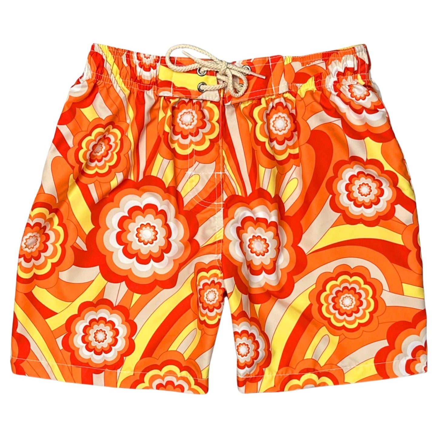 "Yellow Brick Road" Men's Elastic Waist Board Shorts - 17.5" Outseam / 5" Inseam - Board Shorts World