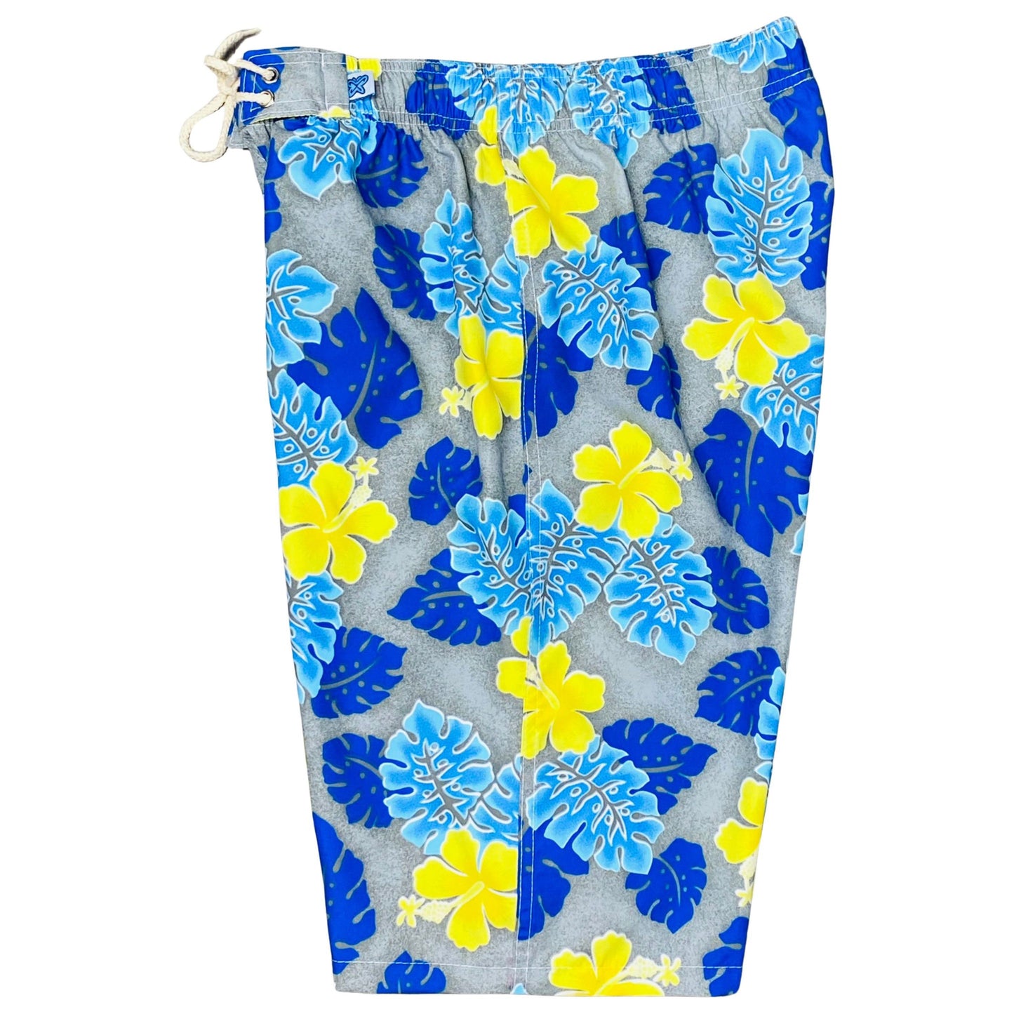 "Elm Street" Womens Elastic Waist Swim Board Shorts. REGULAR Rise + 11" Inseam (Gray) - Board Shorts World