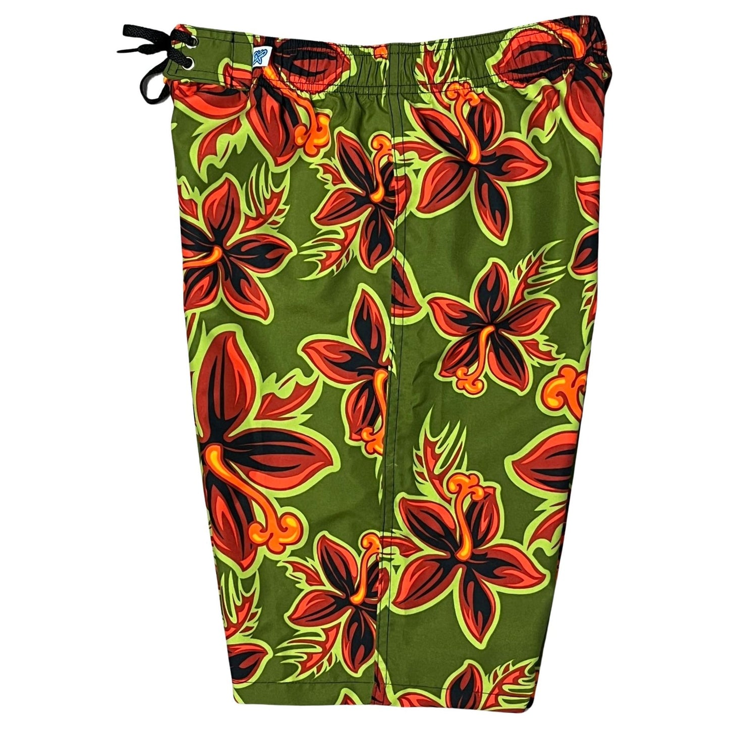 "Hot Shot" Womens Elastic Waist Swim Board Shorts. REGULAR Rise + 11" Inseam (Green) - Board Shorts World