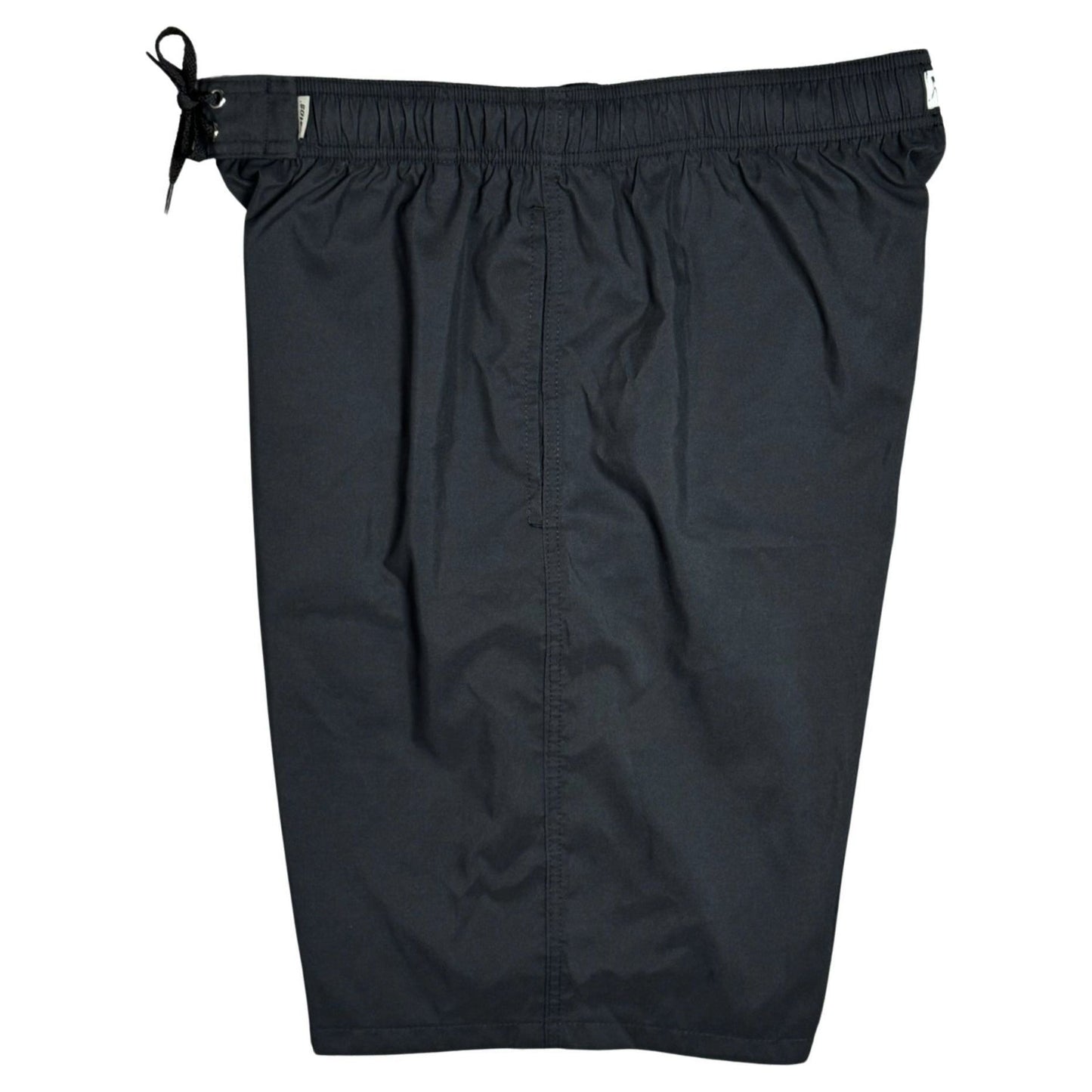 Men's Elastic Waist Board Shorts w/ on-seam Pockets (Select Custom Outseam 17" - 30") Black w/black stitching. - Board Shorts World