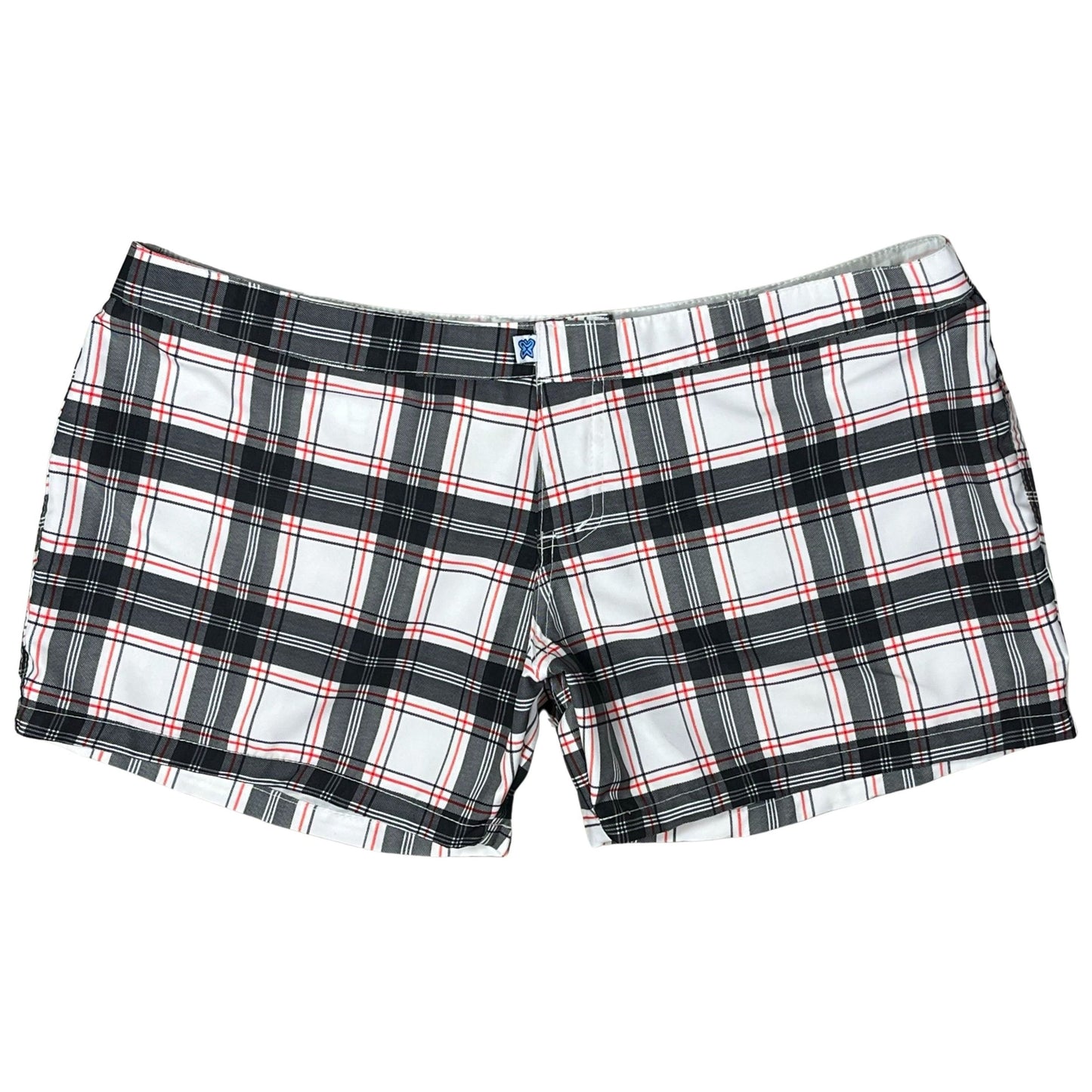 "Casual Friday" (Black Plaid) Womens Board/Swim Shorts - 4" - Board Shorts World