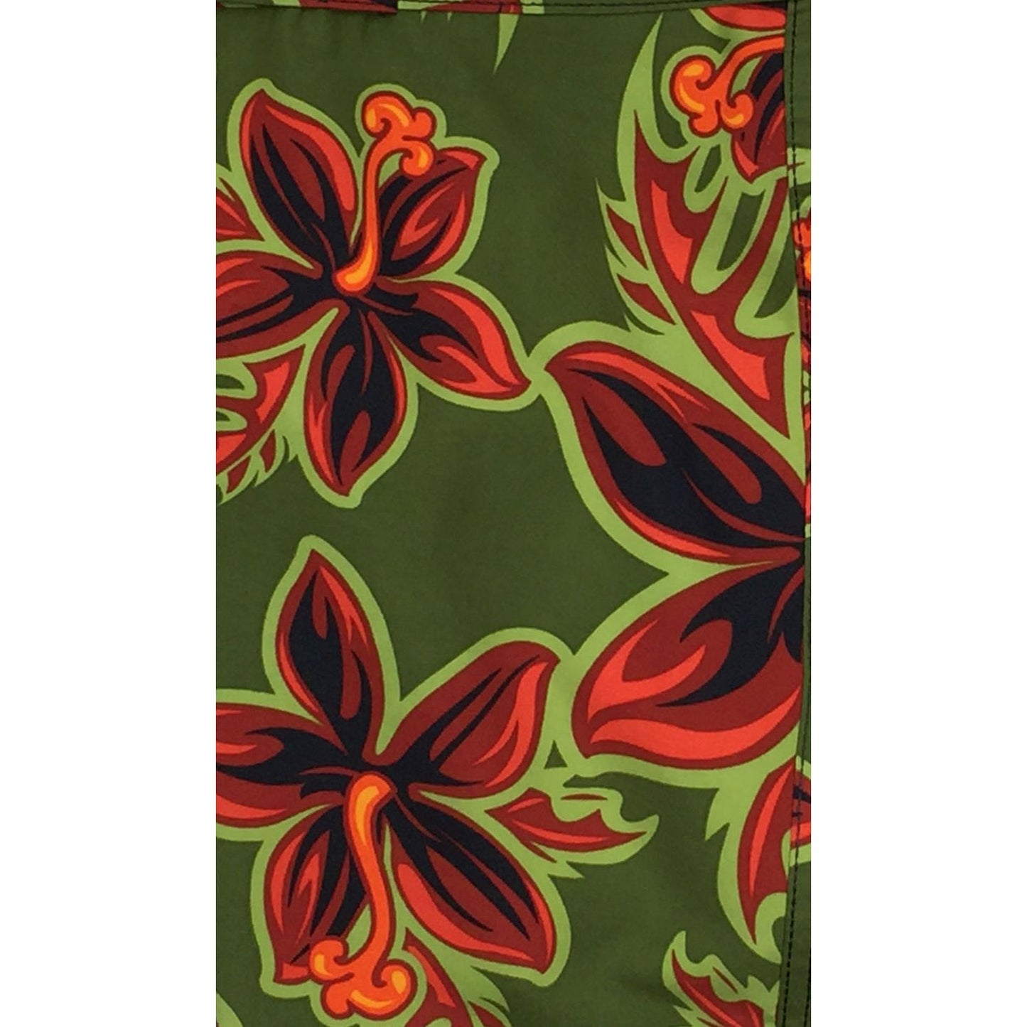 Elastic Waist Board Shorts "Hot Shot" (Olive) Print Mens CUSTOM - Board Shorts World