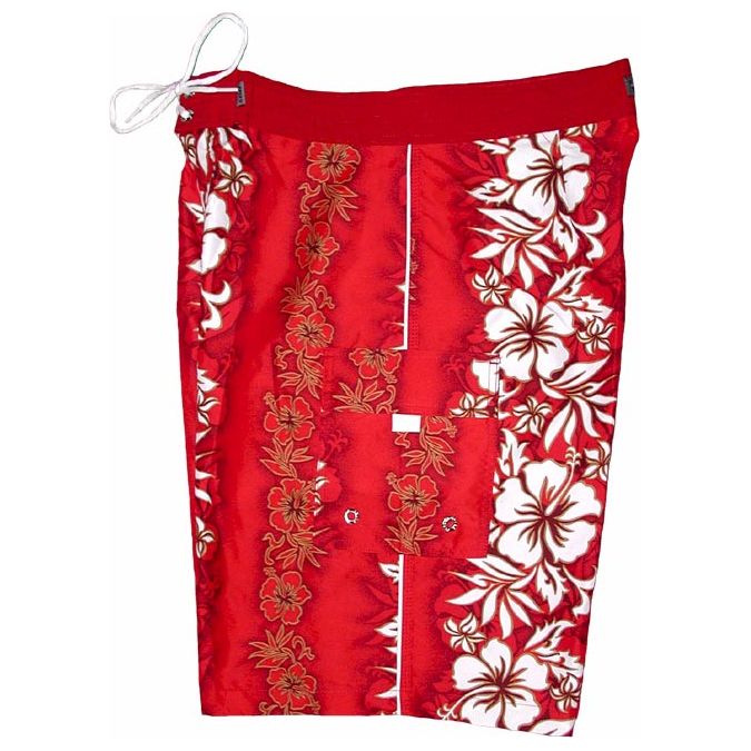 "Conga Line" (Red) Double Cargo Pocket Board Shorts (Select Custom Outseam 17" - 30") - Board Shorts World