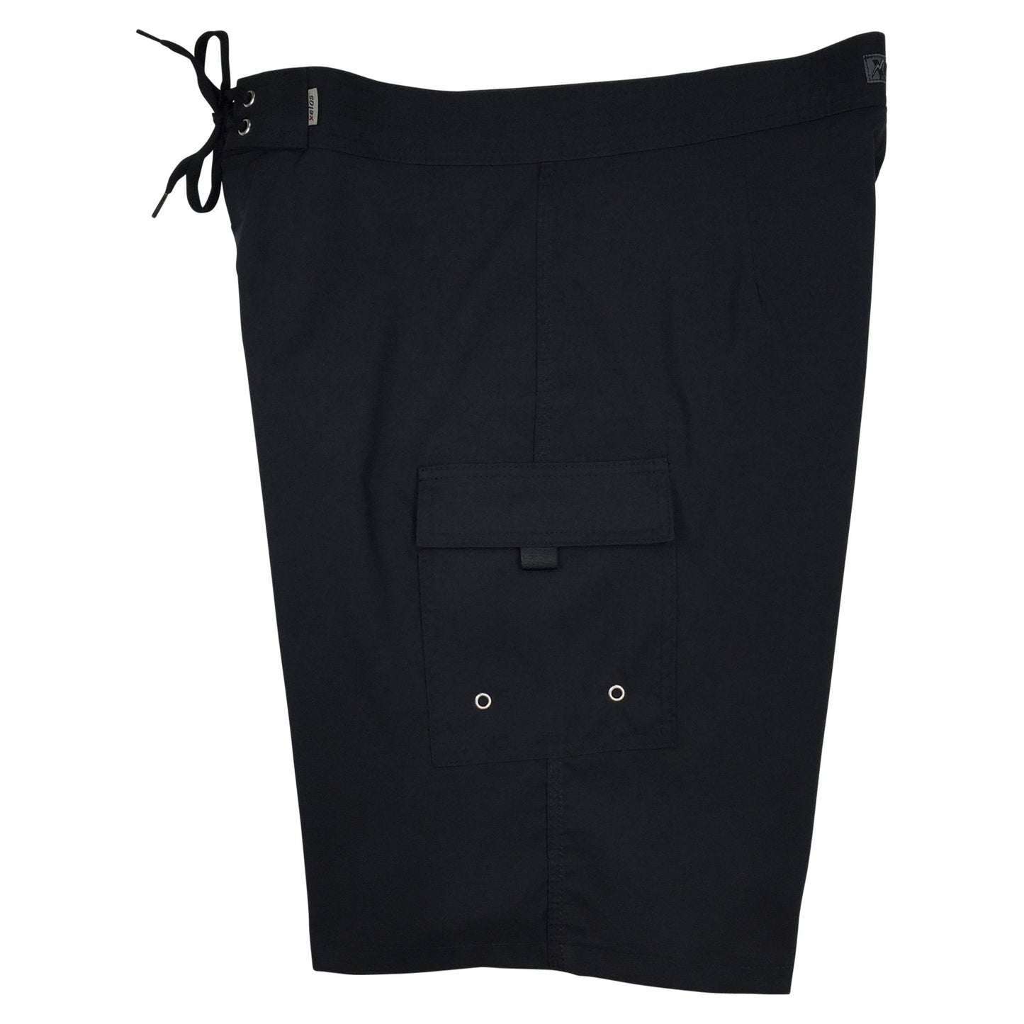 Solid (Black + Black Stitch) Double Cargo Pocket Board Shorts (Select Custom Outseam 17" - 30") - Board Shorts World
