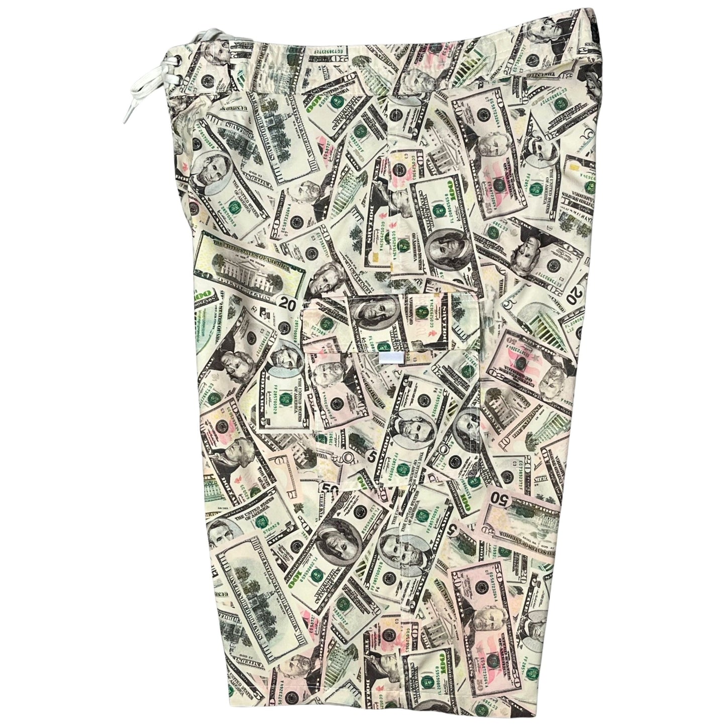 "Stimulus Check" Double Cargo Pocket Board Shorts (Select Custom Outseam 17" - 30") - Board Shorts World