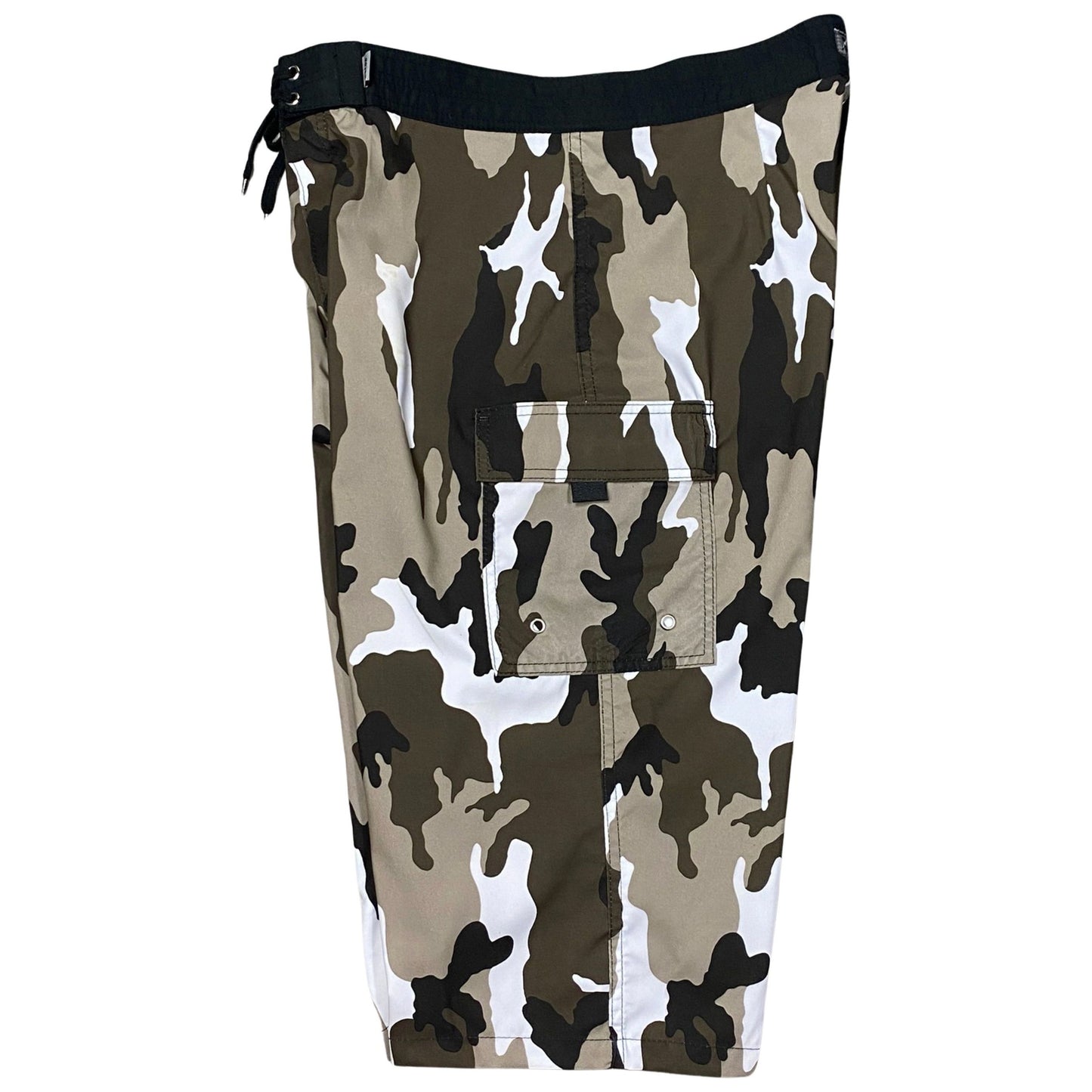 "Stealth Fanatic" Desert Camo Double Cargo Pocket Board Shorts (Select Custom Outseam 17" - 30") - Board Shorts World