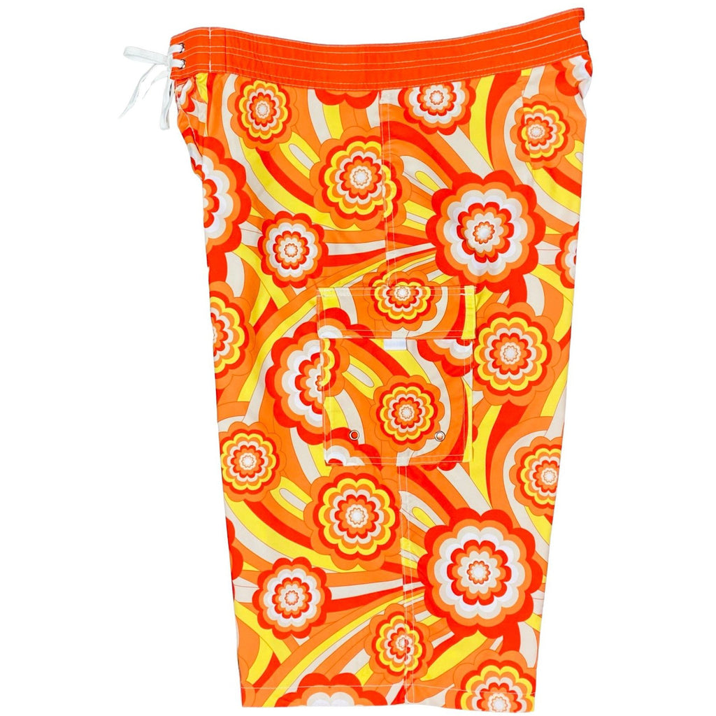 Fixed (Non Elastic) Waist Board Shorts "Yellow Brick Road" (Orange) Print Mens CUSTOM - Board Shorts World