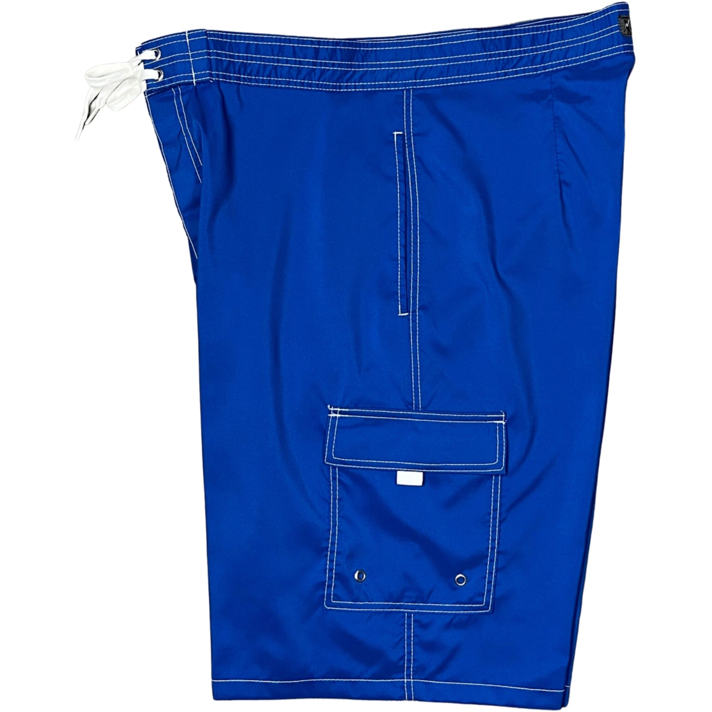 "Pack Rat" Solid Color (Royal) Men's 4-Pocket (Double Cargo + Side Seam Pockets) Board Shorts (Select Custom Outseam 17" - 30") - Board Shorts World