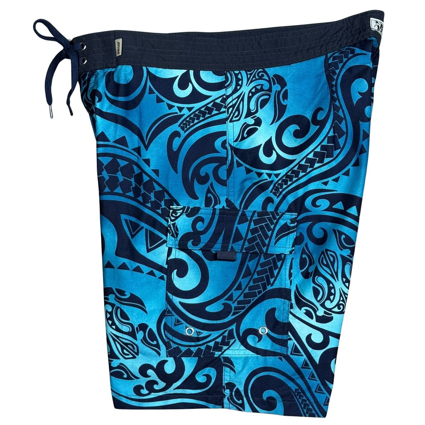 "Pacific Whim" (Blue) Build-Your-Own 100% Cotton Men's Board Shorts - Board Shorts World