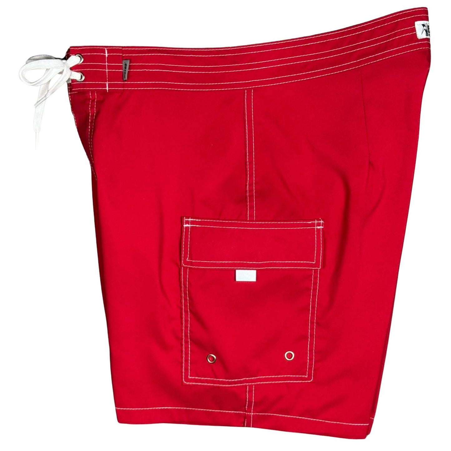 !Solid Red | 100% Natural Cotton M's Board Shorts | Non-Elastic | Double Cargo | Build Your Own