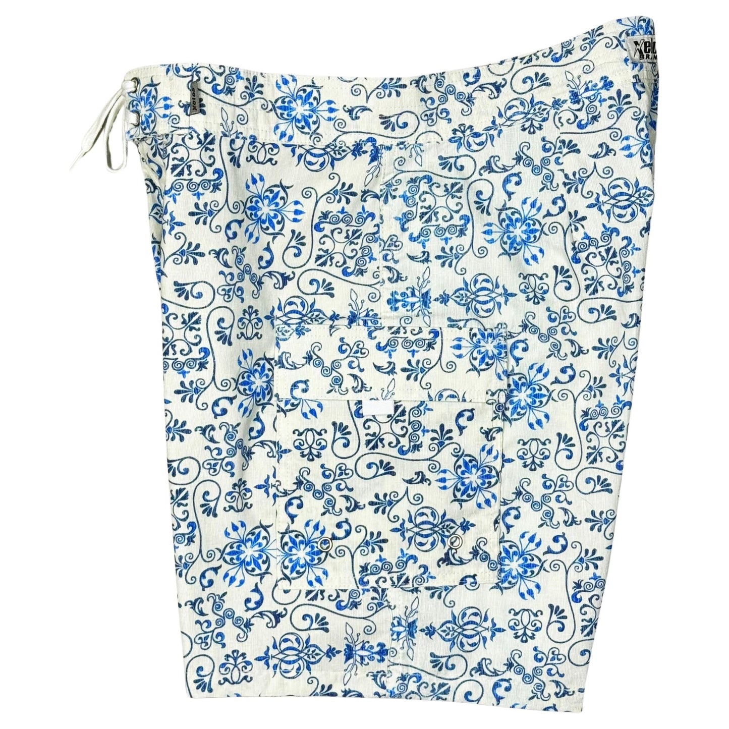 Fixed (Non-Elastic) Waist Board Shorts 100% Cotton "Stage Coast" Print Men's CUSTOM - Board Shorts World