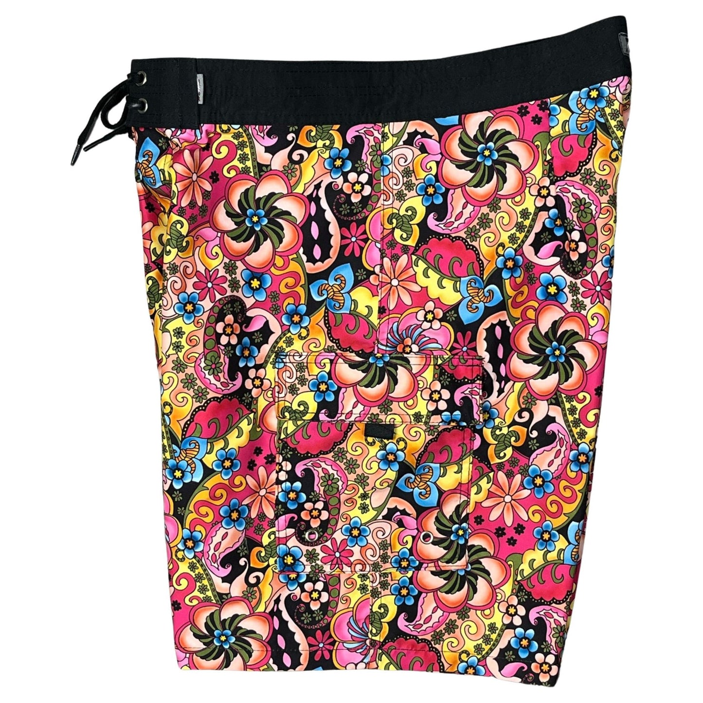 "Lucy in the Sky" Mens Board Shorts - 17.5" Outseam / 5" Inseam (Black) - Board Shorts World