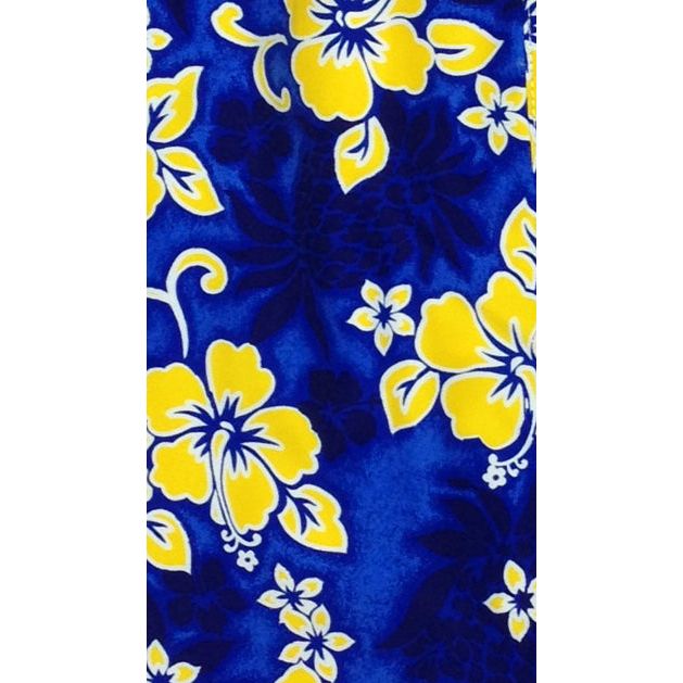 Elastic Waist Board Shorts "Pina Colada" (Blue + Yellow) Print Men's CUSTOM - Board Shorts World