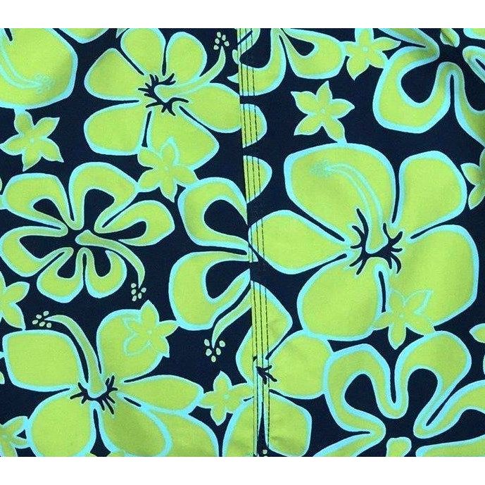 "ReBoot" (Green) Men's Elastic Waist Swim Trunks w/ on-seam Pockets (Select Custom Outseam 17" - 30") - Board Shorts World