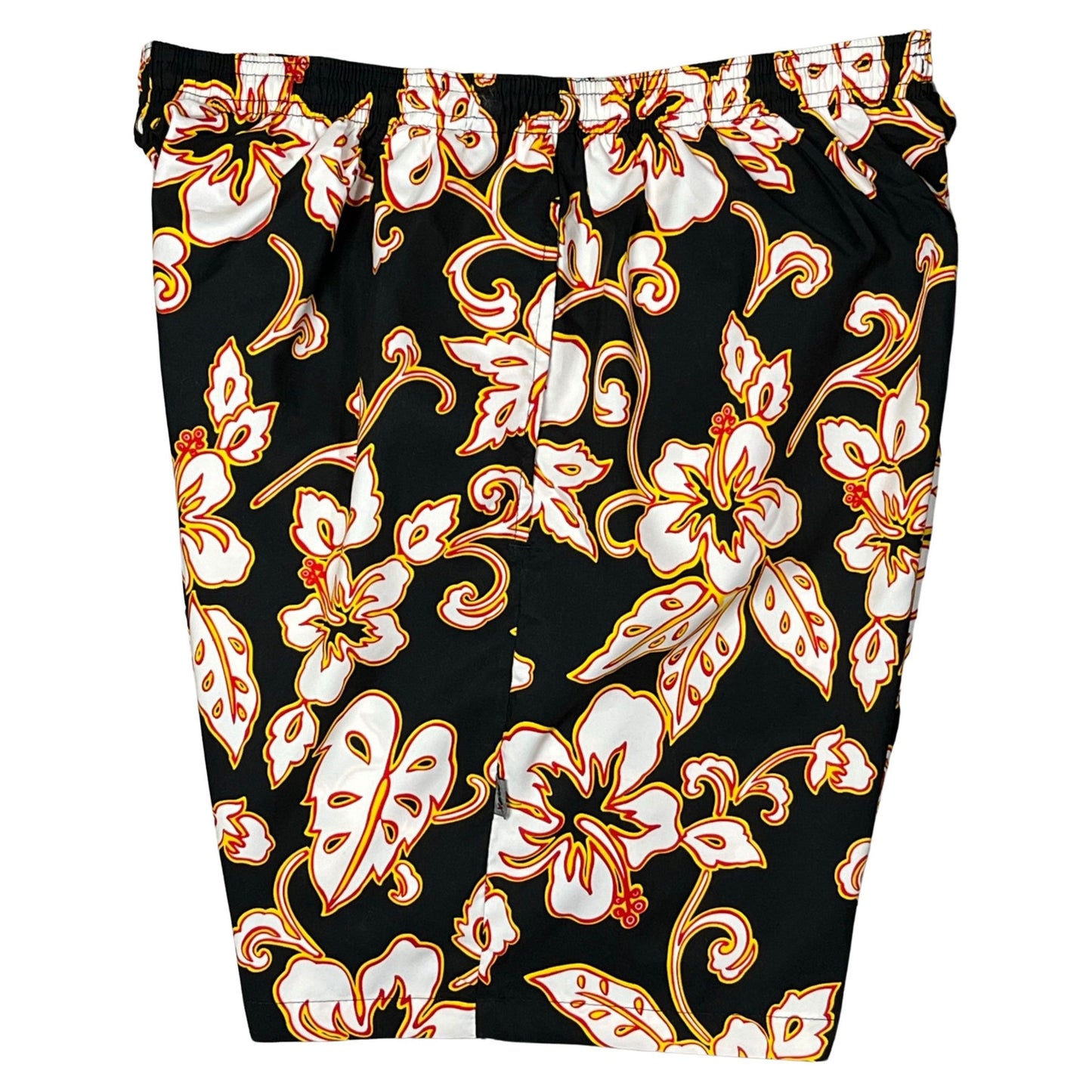"Elemental" (Black) Men's Elastic Waist Swim Trunks w/ on-seam Pockets (Select Custom Outseam 17" - 30") - Board Shorts World