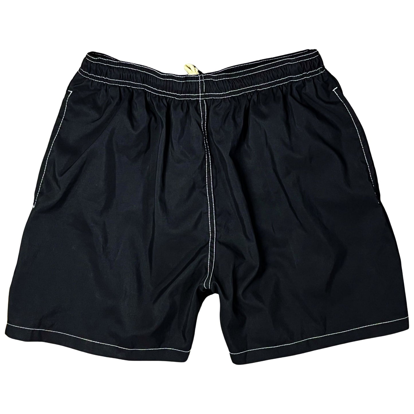 "Manoa" Solid (Black + White Stitching) Build-Your-Own 100% Cotton Men's Swim Trunks - Board Shorts World