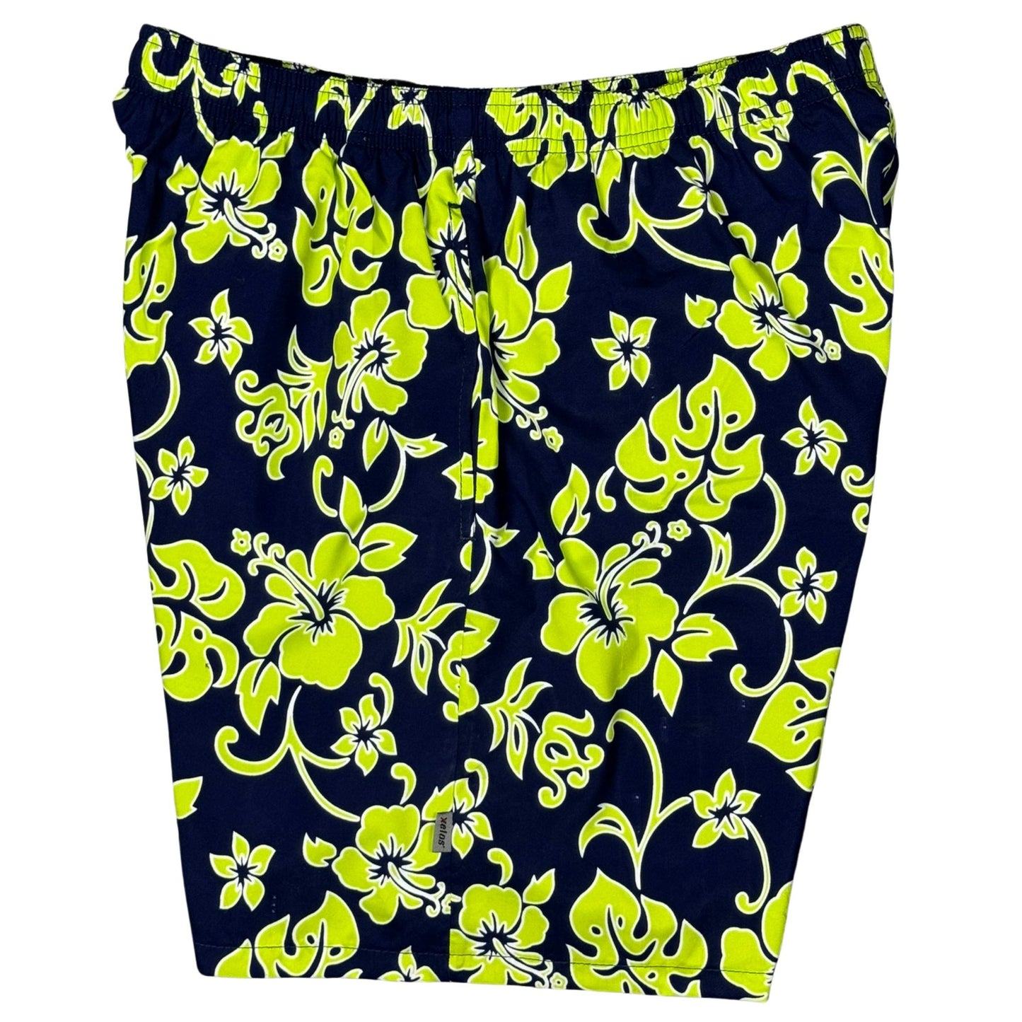 "Warming Trend" Men's (6.5" Inseam / 19" Outseam) Swim Trunks (Navy/Lime) - Board Shorts World