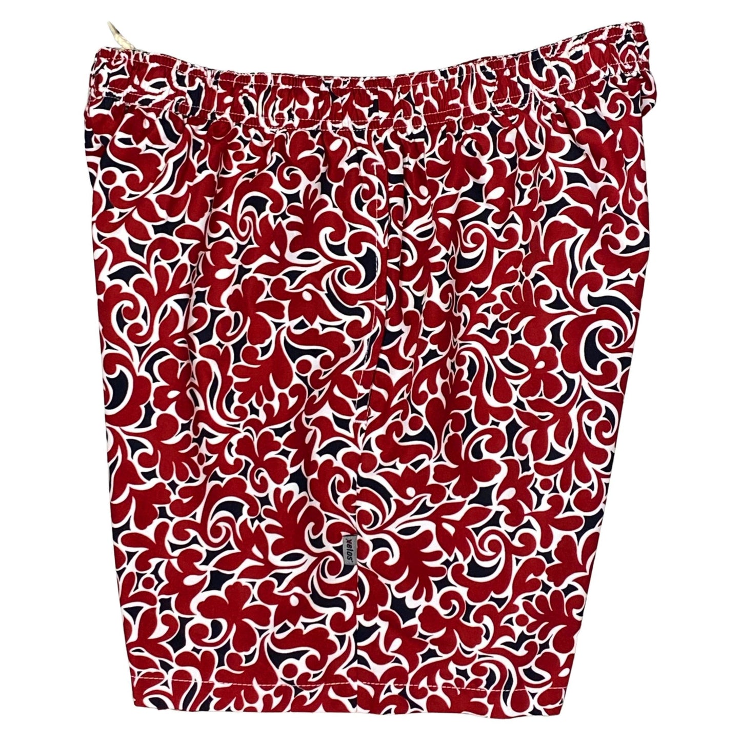 "Bullwinkle" Mens Swim Trunks (with mesh liner) - 17" Outseam / 4.5" Inseam (Red) - Board Shorts World
