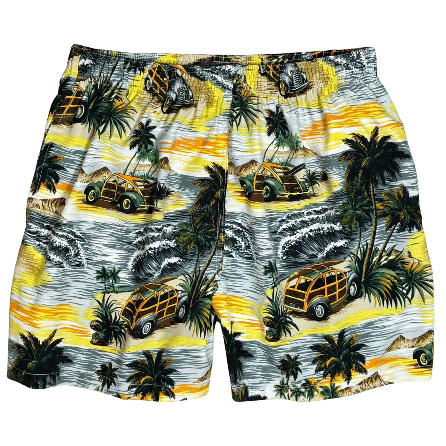 Getaway Car Woodys | M's ELASTIC Waist Swim Trunks | Retro Short Length