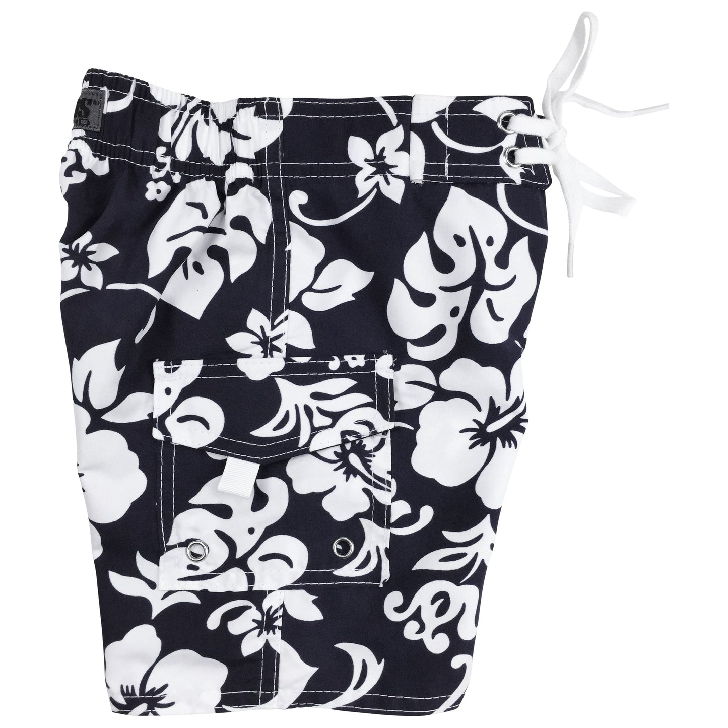 "Pure Hibiscus" (Black) Toddler Board Short - Board Shorts World