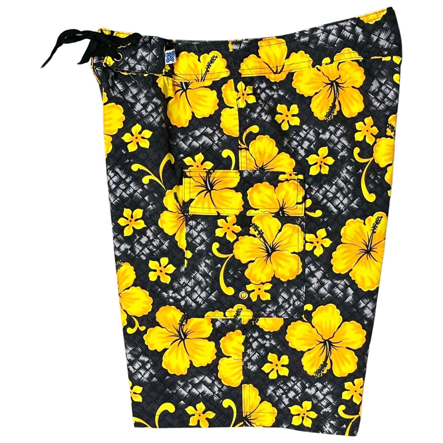 "Basketweave" (Charcoal) Build-Your-Own 100% Cotton Women's NON- Elastic Swim (Board) Shorts - Board Shorts World