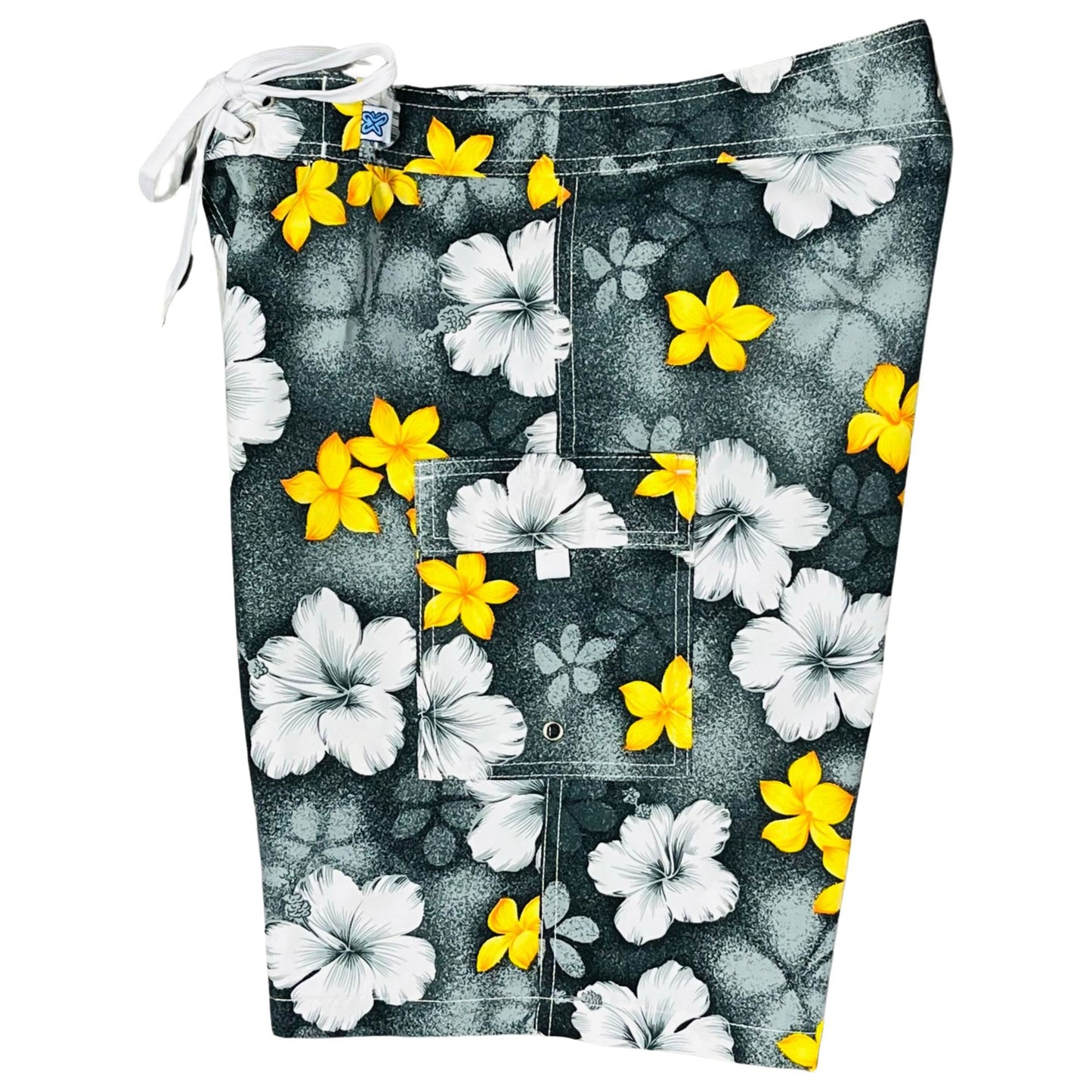 "Spin Cycle" Print Womens Board Shorts - Regular Rise / 10.5" Inseam (Charcoal) - Board Shorts World