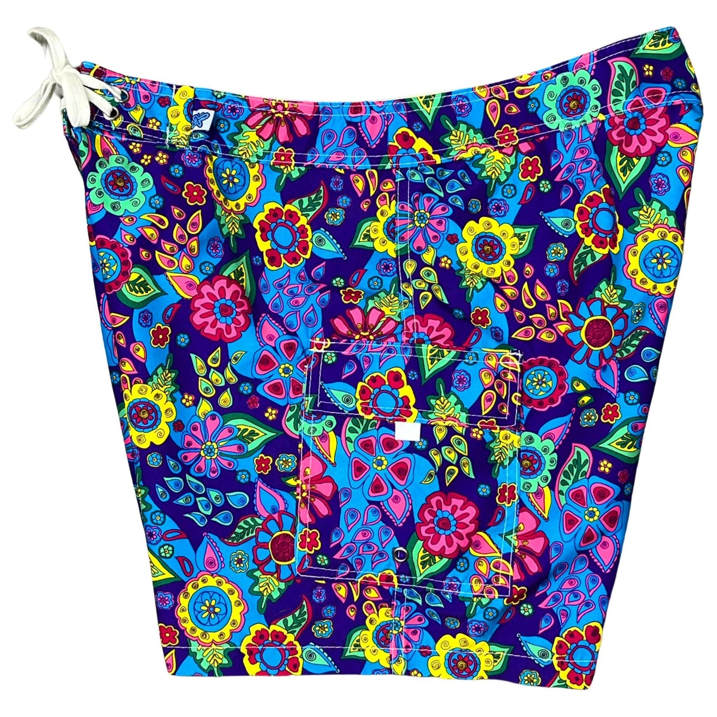"Carnival" Womens Board Shorts - Regular Rise / 7" Inseam (Purple) - Board Shorts World