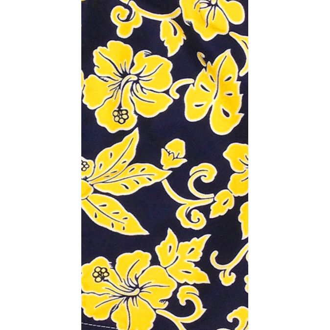 **Elastic Waist Board Shorts "Warming Trend" (Navy+Yellow) Print Men's CUSTOM - Board Shorts World