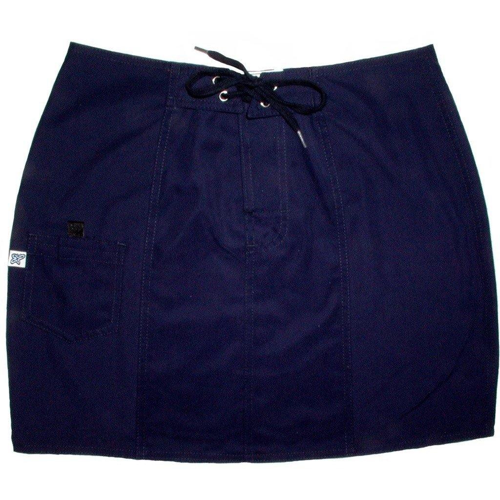 "Manoa" Solid NAVY 100% Cotton Original Style Board Skirt - Board Shorts World