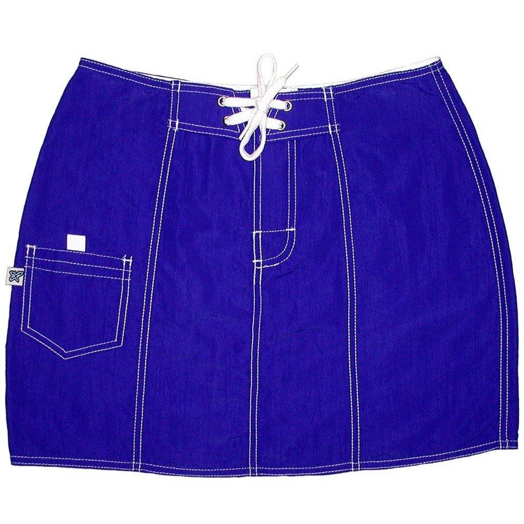 "Manoa" Solid ROYAL 100% Cotton Original Style Board Skirt - Board Shorts World