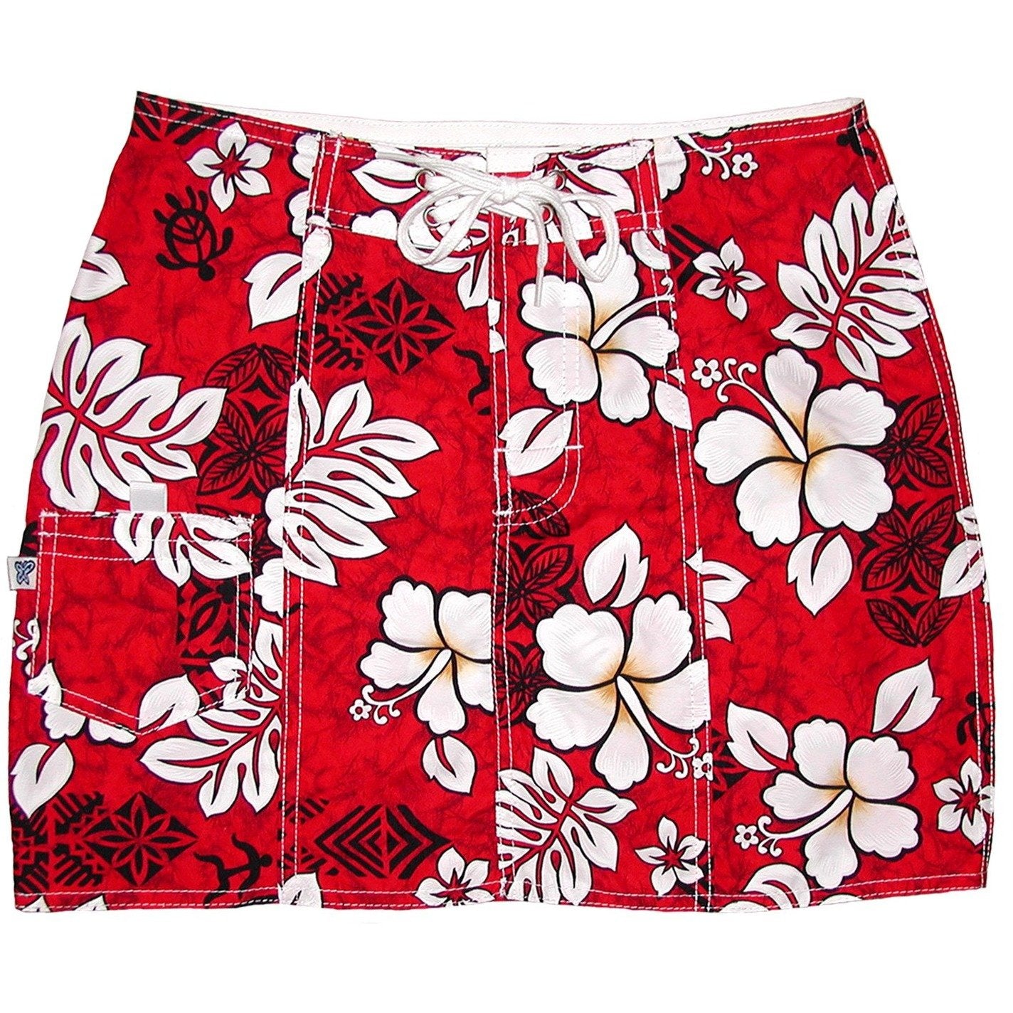 "Tribal Council" Original Style Board Skirt (Red) - Board Shorts World