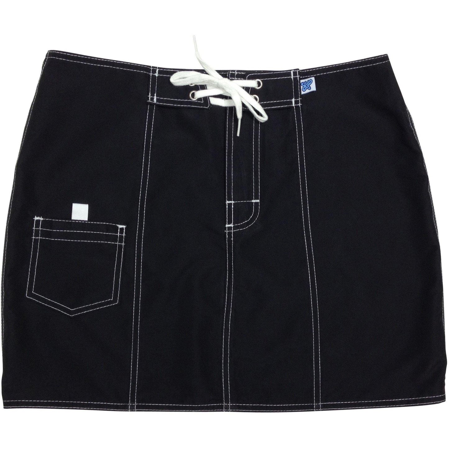 "A Solid Color" Board Skirt (Black+White Stitching) CUSTOM - Board Shorts World