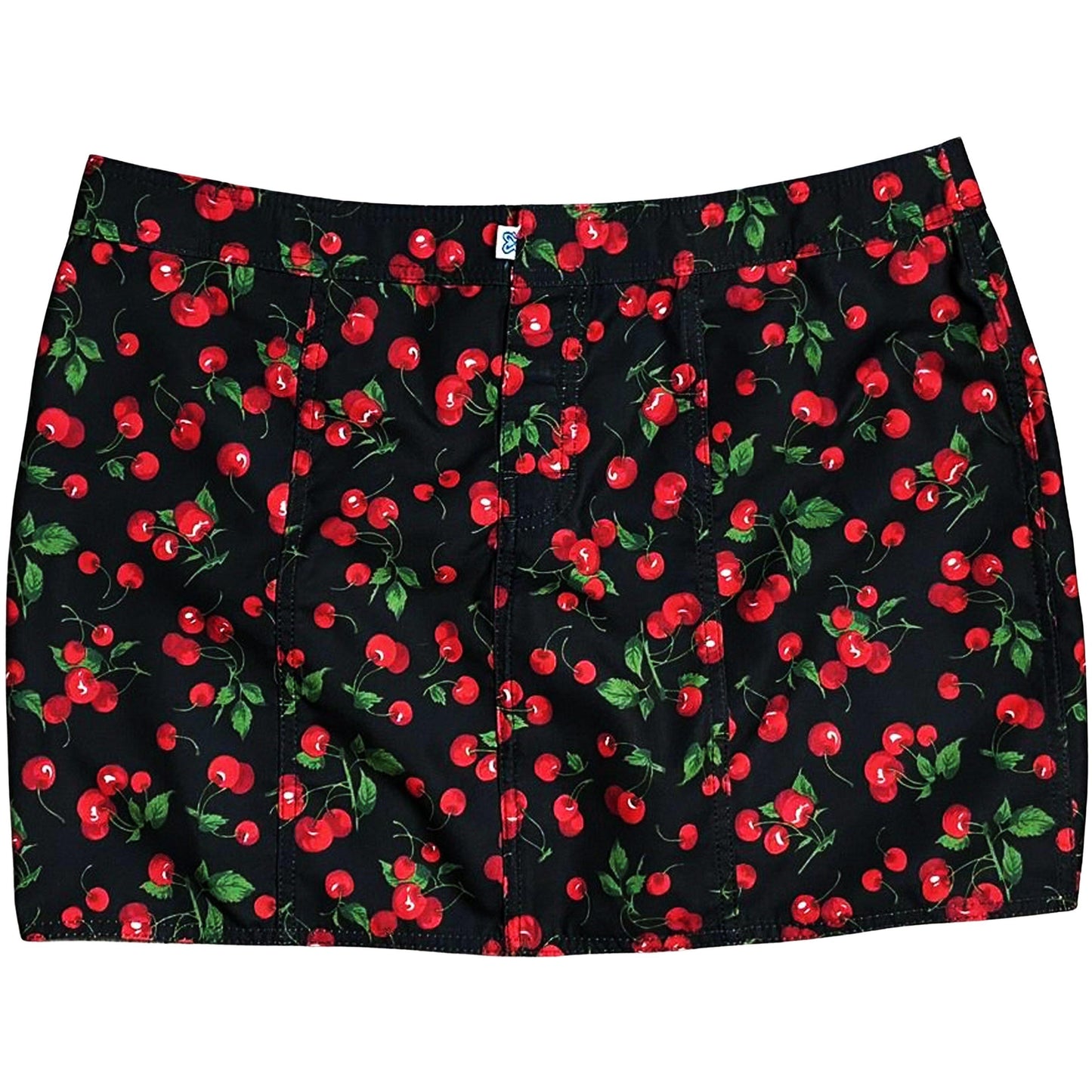 "a la Mode" Cherries Print Hipster Board Skirt (Black) - Board Shorts World