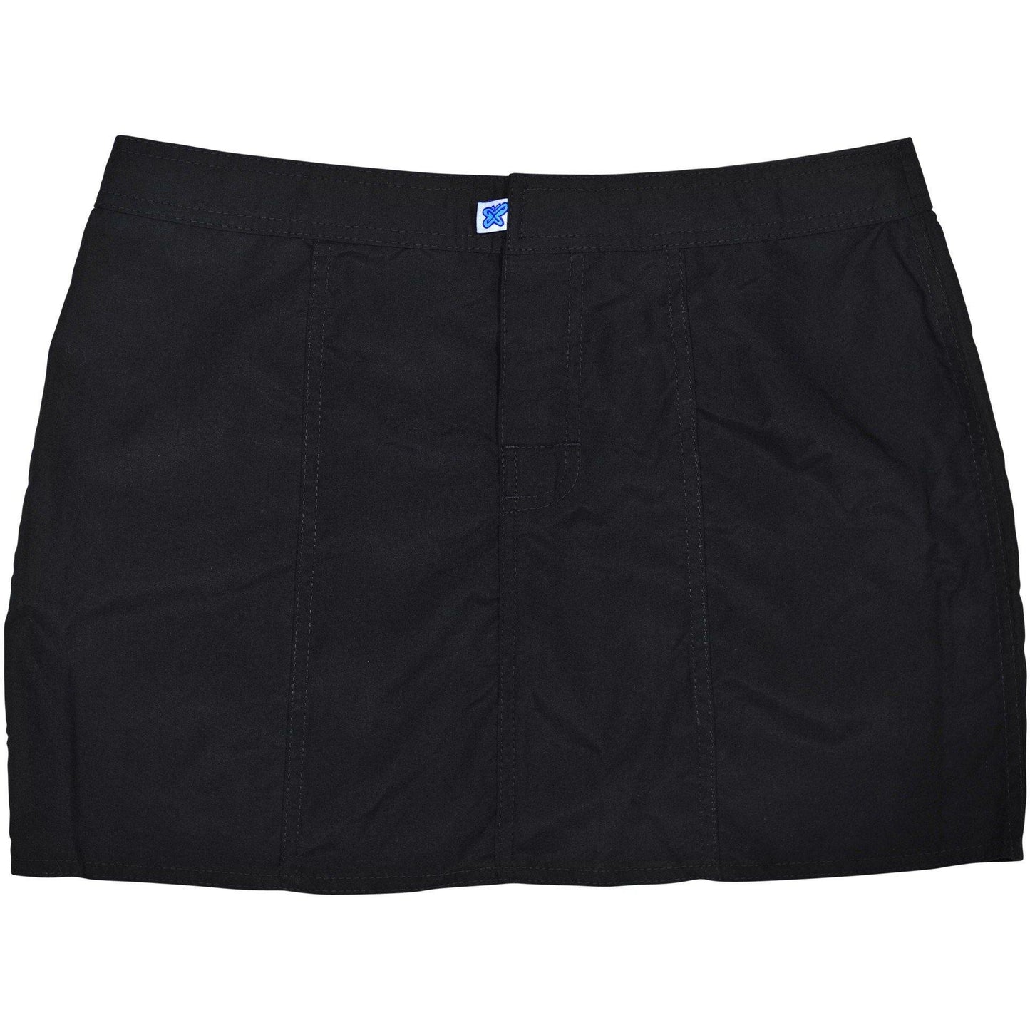 "Manoa" SOLID Black (w/Black Stitching) 100% COTTON Hipster Board Skirt - Board Shorts World
