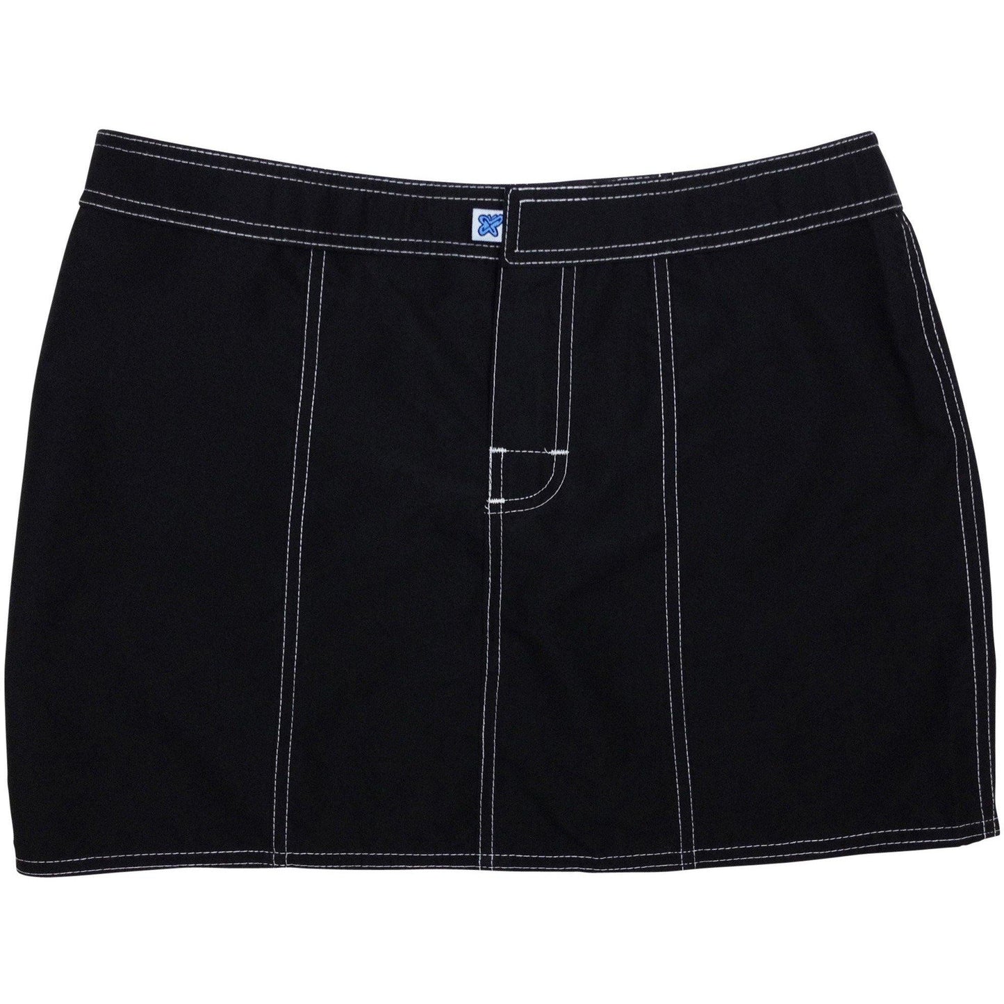 "Manoa" SOLID Black (w/White Stitching) 100% COTTON Hipster Board Skirt - Board Shorts World