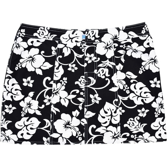 "Pure Hibiscus" Hipster Board Skirt (Black, Navy, Purple, Brown+Blue, or Brown+Pink) - Board Shorts World - 1