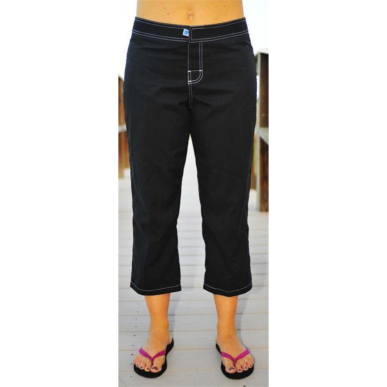 "A Solid Color" Capri. Regular or High Rise/Waist. Women's CUSTOM (Black) - Board Shorts World