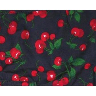 **Fixed (Non Elastic) Waist Board Shorts "a La Mode" (Black) Cherries Print Mens CUSTOM - Board Shorts World