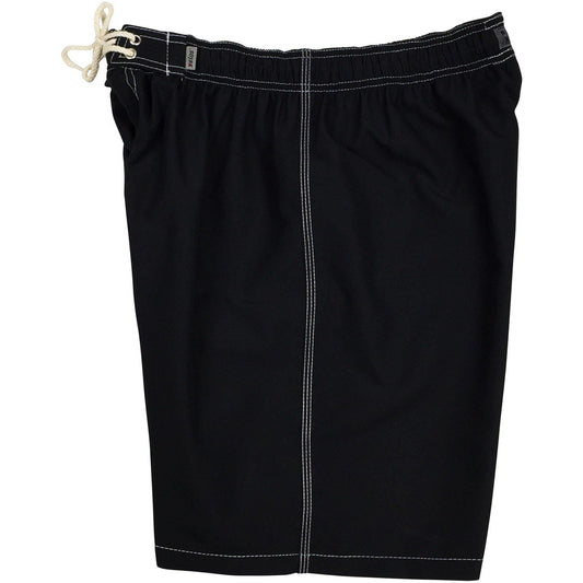 "A Solid Color" Mens Elastic Waist Board Shorts - 19.5" Outseam / 7" Inseam (Black+White Stitching and 11 other LIGHT and BRIGHT colors!) - Board Shorts World - 1