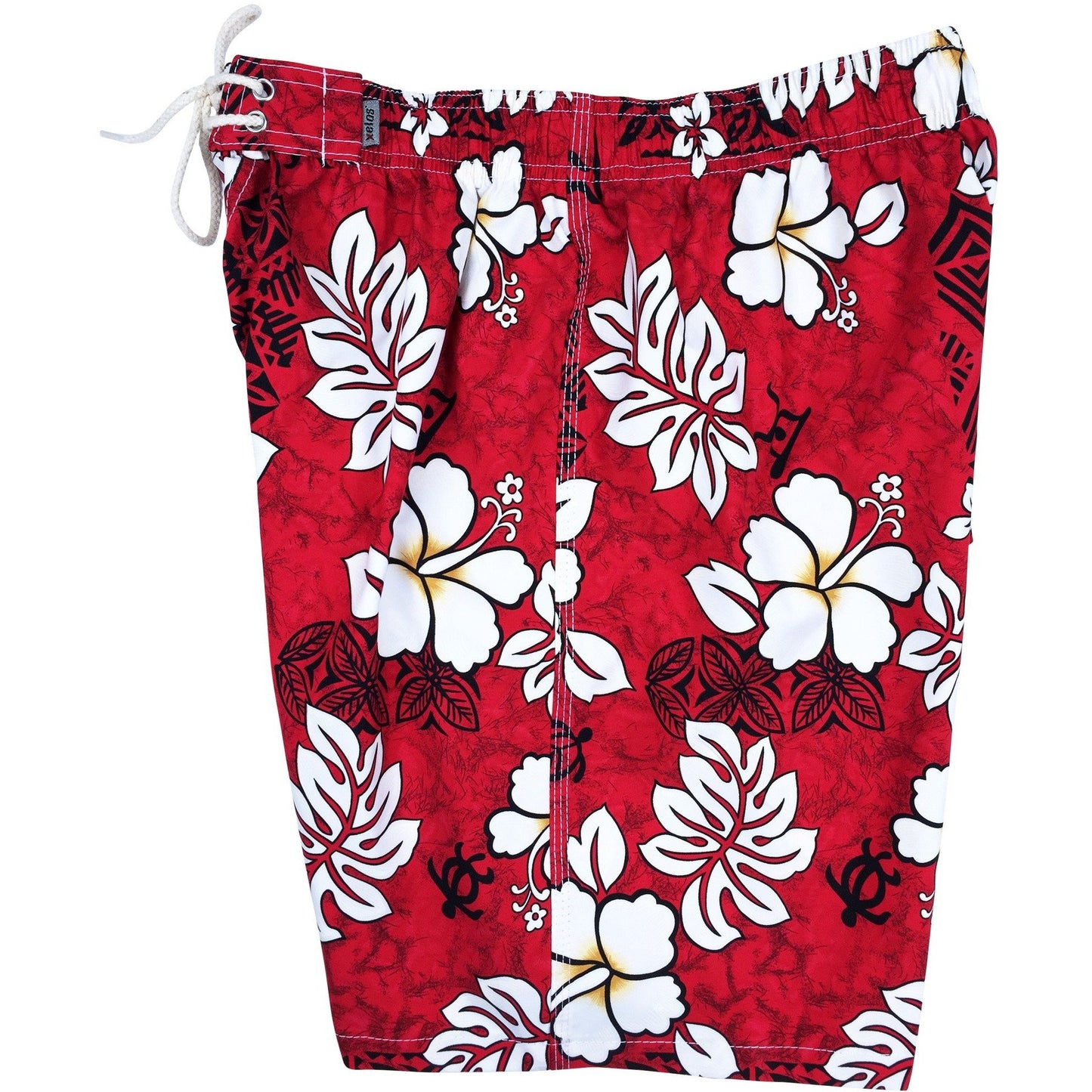 "Tribal Council" Mens Elastic Waist Board Shorts - 19.5" Outseam / 7" Inseam (Red) - Board Shorts World