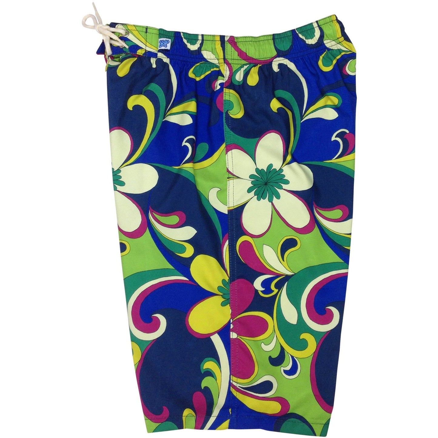 "Art Fest" Womens Elastic Waist Swim Board Shorts. REGULAR Rise + 11" Inseam - Board Shorts World
