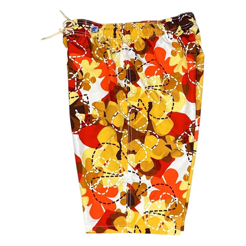 "Bee Line" (Red) Elastic Waist Board Shorts. Regular Rise or High Waist. Women's CUSTOM - Board Shorts World