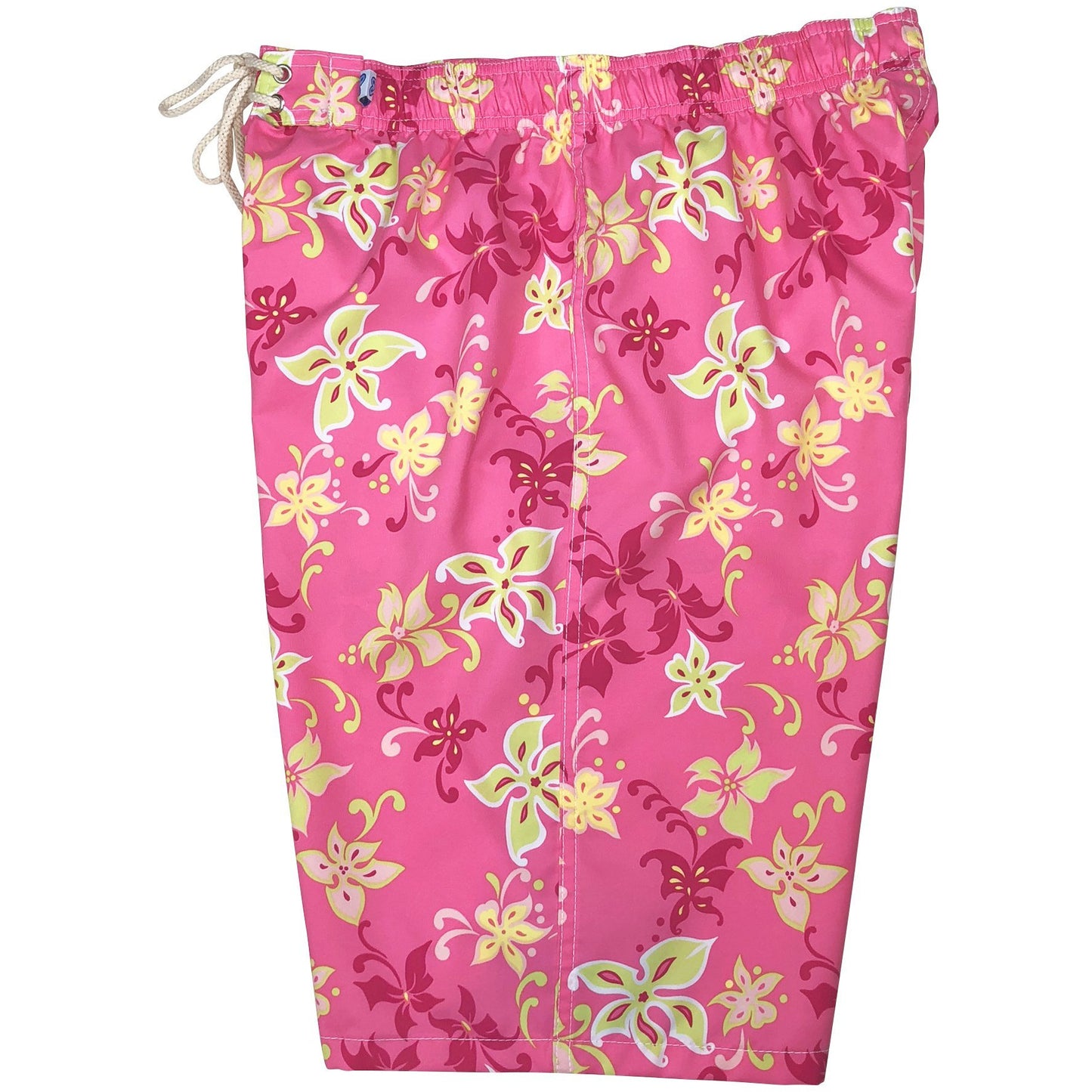 "Chick Flick" Womens Elastic Waist Swim Board Shorts. REGULAR Rise + 11" Inseam (Pink) - Board Shorts World