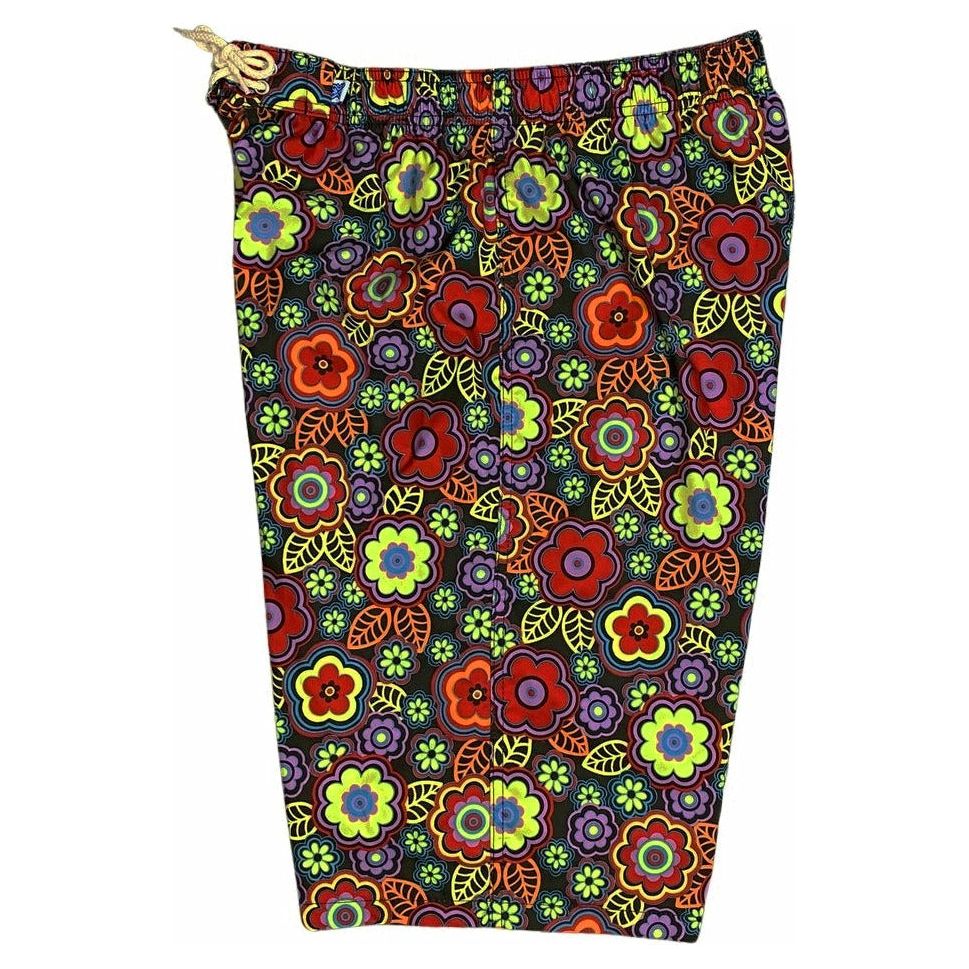 "Groovapalooza" Elastic Waist Board Shorts. Regular Rise or High Waist. Women's CUSTOM - Board Shorts World