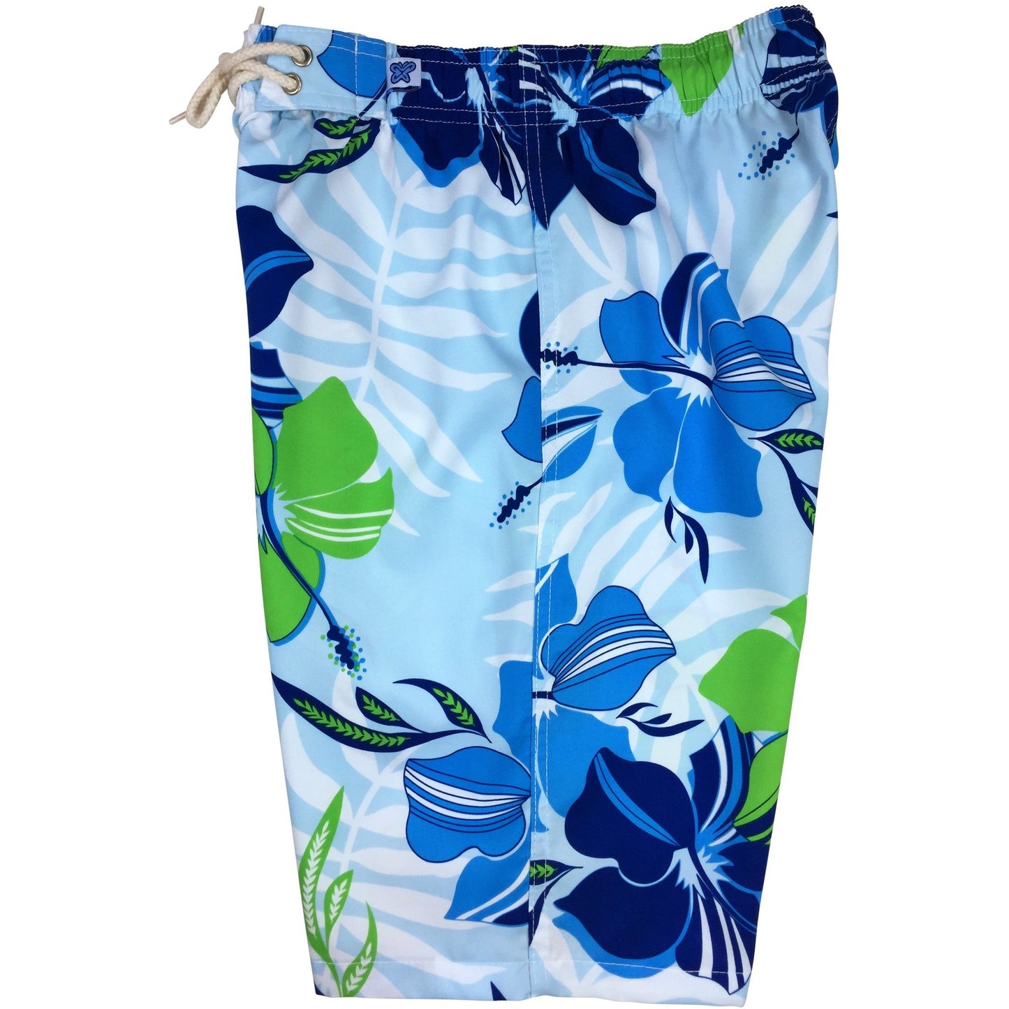 "Gypsy Soul" (Blue) Womens Elastic Waist Swim Board Shorts. REGULAR Rise + 11" Inseam - Board Shorts World