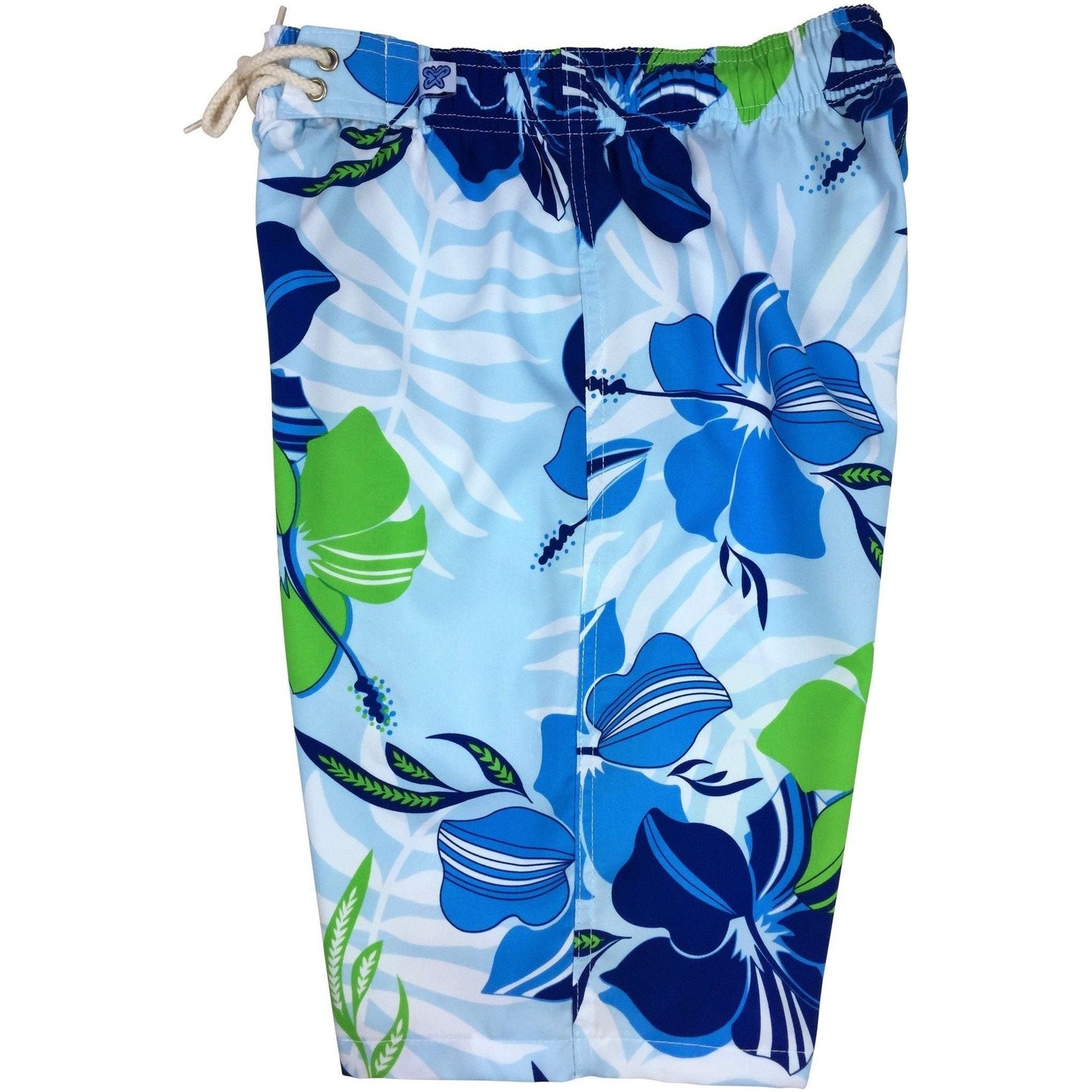 "Gypsy Soul" (Blue) Elastic Waist Board Shorts. Regular Rise or High Waist. Women's CUSTOM - Board Shorts World