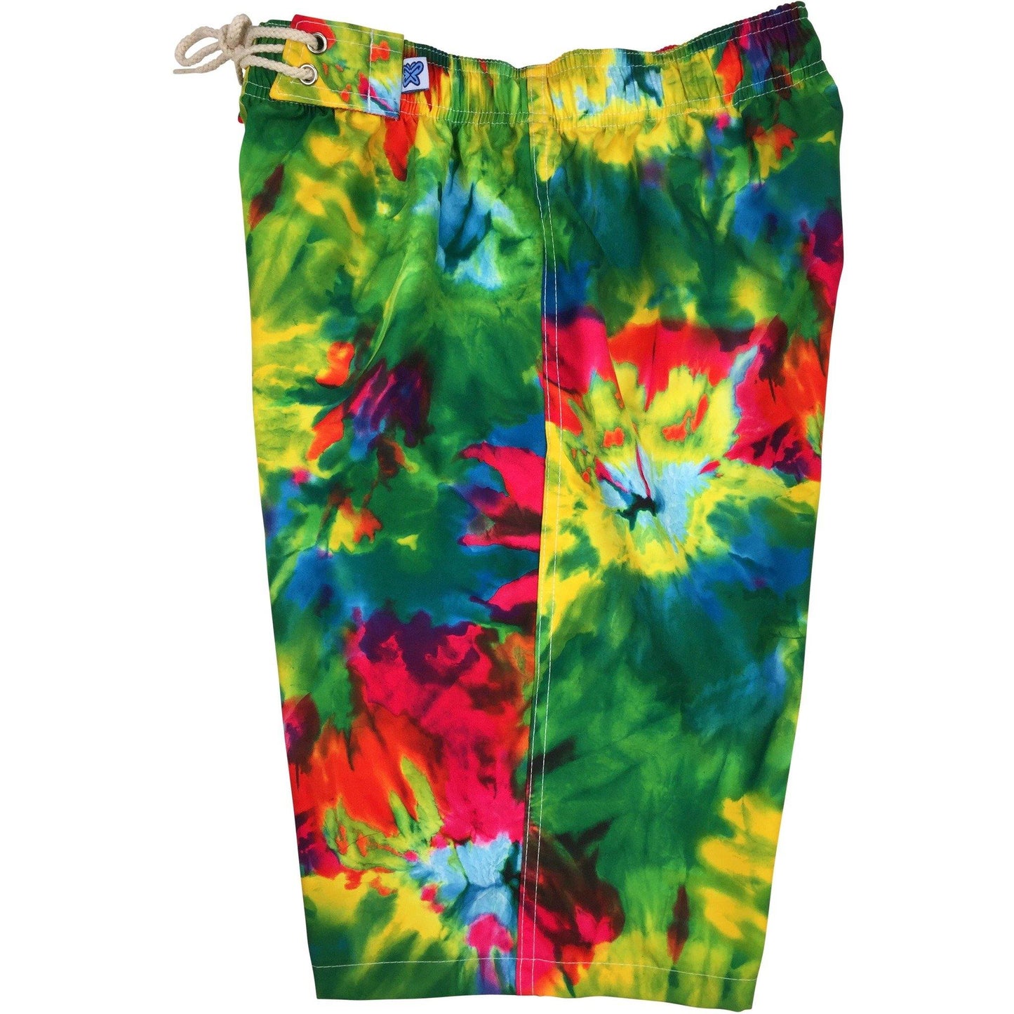"Love N Haight" Tie Dye Womens Elastic Waist Swim Board Shorts. HIGH Rise + 11" Inseam - Board Shorts World