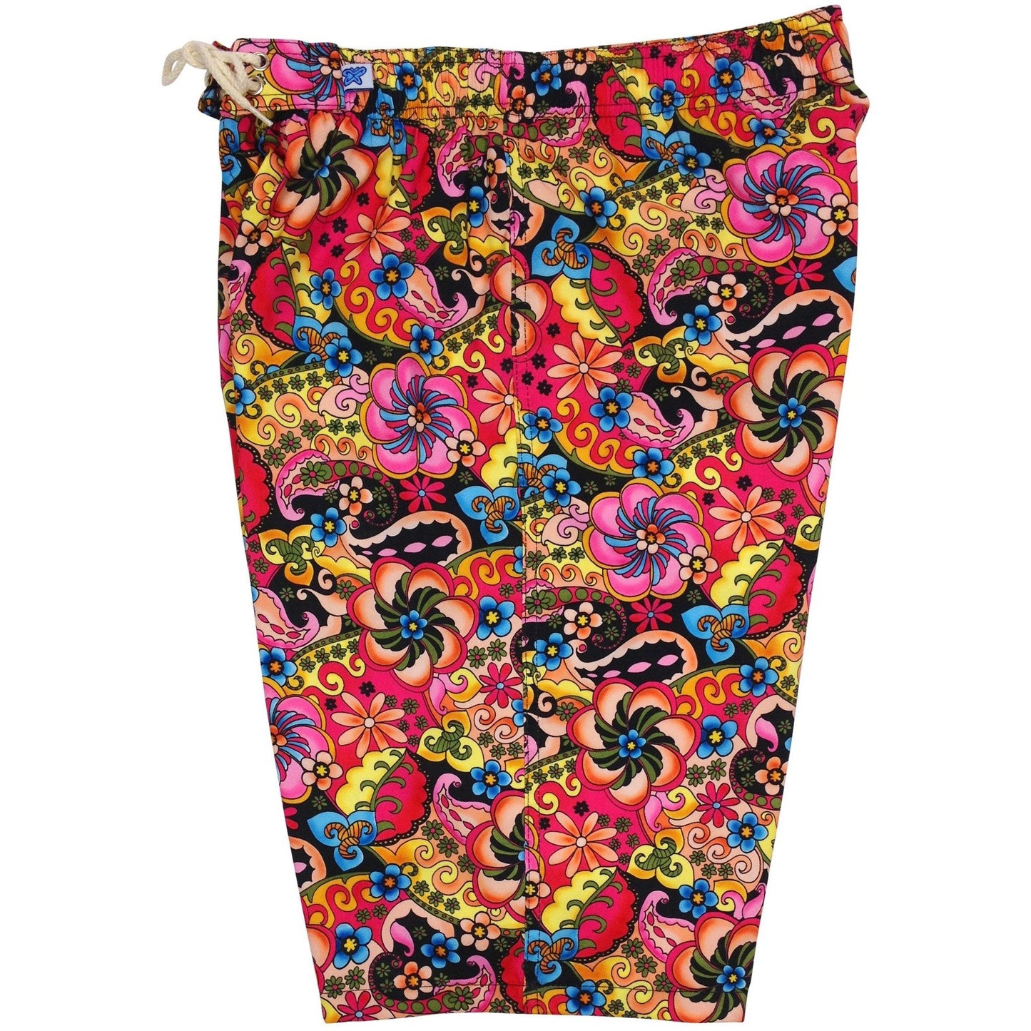 "Lucy in the Sky" (Black) Elastic Waist Board Shorts. Regular Rise or High Waist. Women's CUSTOM - Board Shorts World