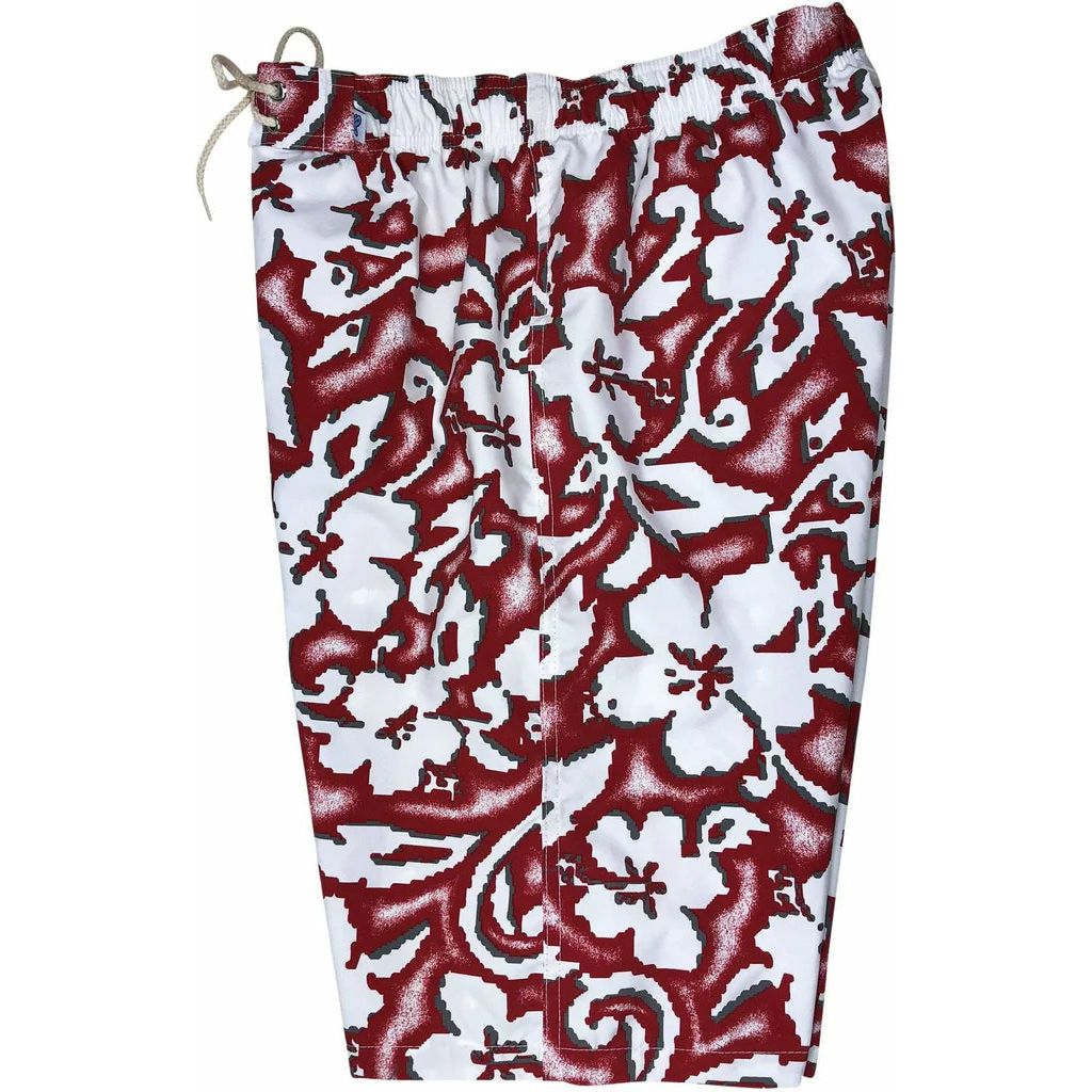 "Magnified" (Red) Elastic Waist Board Shorts. Regular Rise or High Waist. Women's CUSTOM - Board Shorts World